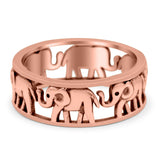 Elephant Oxidized Band Solid Rose Tone 925 Sterling Silver Thumb Ring (7mm)