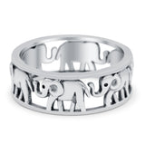 Elephant Oxidized Band Solid 925 Sterling Silver Thumb Ring (7mm)