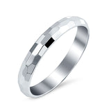 Hammered DC Style Wedding Band 925 Sterling Silver (3mm)