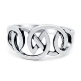 Celtic Ring Oxidized Band Solid 925 Sterling Silver (12mm)