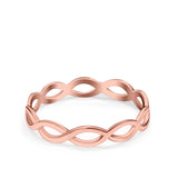 Full Eternity Infinity Braided Crisscross Rose Tone Band Ring Solid 925 Sterling Silver (3mm)