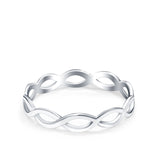 Full Eternity Infinity Braided Crisscross Rhodium Plated Band Ring Solid 925 Sterling Silver (3mm)