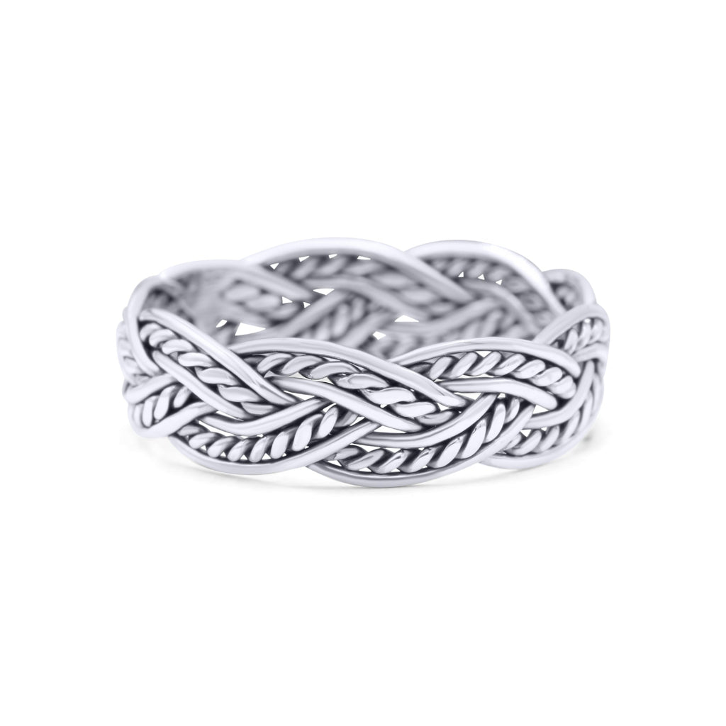 Rope Braided Ring Oxidized Band Solid 925 Sterling Silver Thumb Ring