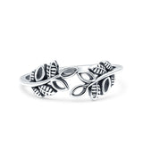 Leaves Oxidized Band Solid 925 Sterling Silver Thumb Ring (6mm)