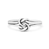 Intertwined Celtic Infinity Knot Heart Oxidized Band Solid 925 Sterling Silver Thumb Ring 7mm