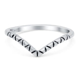 V Shape Oxidized Band Solid 925 Sterling Silver Thumb Ring (7mm)