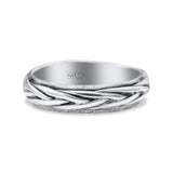 Thin Braided Band Chain Wire Style Ring Oxidized Solid 925 Sterling Silver Thumb Ring (4mm)