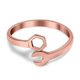 Mechanical Wrench Band Rose Tone, Plain Ring 925 Sterling Silver