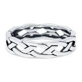 Braid Ring Oxidized Band Solid 925 Sterling Silver (5mm)