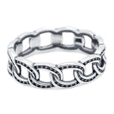 Chain Oxidized Band Solid 925 Sterling Silver Thumb Ring (6mm)