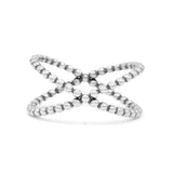 Beaded Criss-Cross X Style New Design Oxidized Band Solid 925 Sterling Silver Thumb Ring 12mm
