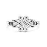 Celtic Knot Filigree Infinity Ring Oxidized Band Solid 925 Sterling Silver Thumb Ring (9mm)