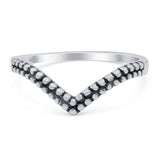 V Ring Oxidized Band Solid 925 Sterling Silver Thumb Ring (5mm)