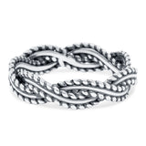 Braided Band Ring Oxidized Solid 925 Sterling Silver (5mm)