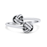Bold Open Knot Stackable Oxidized Band Solid 925 Sterling Silver Thumb Ring 8mm