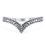 V Shape Band Oxidized Ring Solid 925 Sterling Silver (7mm)