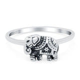 Elephant Oxidized Band Solid 925 Sterling Silver Thumb Ring (7mm)