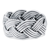 Celtic Braided Ring Oxidized Band Solid 925 Sterling Silver (10mm)