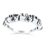 Elephants Oxidized Band Solid 925 Sterling Silver Thumb Ring (5.5mm)