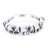 Elephants Oxidized Band Solid 925 Sterling Silver Thumb Ring (5.5mm)