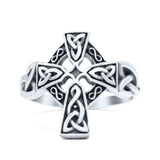 Vintage Triquetra Celtic Cross Traditional Infinity Knot Fashionable Oxidized Thumb Ring Band