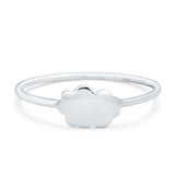 Simple Plain Petite Dainty Cloud Ring Band Rhodium Plated Solid 925 Sterling Silver (6mm)