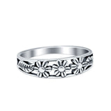 925 Sterling Silver Filigree Three Flowers Leaf Oxidized Cute Ring Wholesale