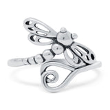 Dragonfly Band Oxidized Solid 925 Sterling Silver Thumb Ring (15mm)