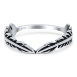 Fern Leaves Ring Oxidized Band Solid 925 Sterling Silver Thumb Ring (5mm)