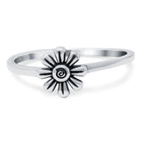 Flower Band Oxidized Solid 925 Sterling Silver Thumb Ring (8mm)