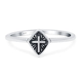 Cross Band Oxidized Solid 925 Sterling Silver Thumb Ring (8mm)