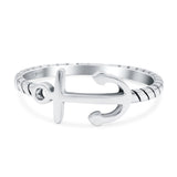 Anchor Band Oxidized Solid 925 Sterling Silver Thumb Ring (8mm)