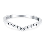 V Dot Band Oxidized Solid 925 Sterling Silver Thumb Ring (7mm)