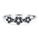 Flowers Oxidized Band Solid 925 Sterling Silver Thumb Ring (5.5mm)