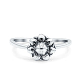 Sunflower Ring Oxidized 925 Sterling Silver (9mm)
