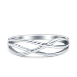 Criss Cross Rhodium Plated Band Solid 925 Sterling Silver Thumb Ring (6mm)