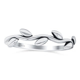 Leaves Oxidized Band Solid 925 Sterling Silver Thumb Ring (5mm)