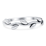 Leaves Oxidized Band Solid 925 Sterling Silver Thumb Ring (5mm)