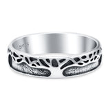 Growing Tree Oxidized Band Solid 925 Sterling Silver Thumb Ring (5mm)