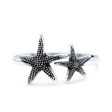 Starfish Oxidized Band Solid 925 Sterling Silver Thumb Ring (11.5mm)