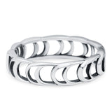 Crescent Moon Oxidized Band Solid 925 Sterling Silver Thumb Ring (5mm)