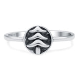 Tree Oxidized Band Solid 925 Sterling Silver Thumb Ring (8mm)