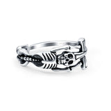 Skeleton Oxidized Band Solid 925 Sterling Silver Ring (9mm)