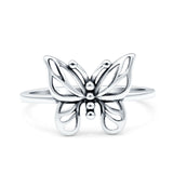 Butterfly Oxidized Band Solid 925 Sterling Silver Thumb Ring (11.7mm)