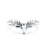 Deer Oxidized Band Solid 925 Sterling Silver Thumb Ring (9mm)