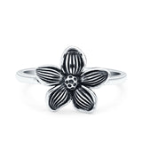 Flower Oxidized Band Solid 925 Sterling Silver Thumb Ring (11.6mm)