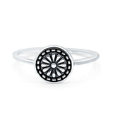 Mandala Oxidized Band Solid 925 Sterling Silver Thumb Ring (9mm)