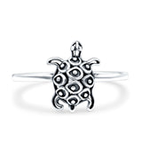 Turtle Oxidized Band Solid 925 Sterling Silver Thumb Ring (12mm)