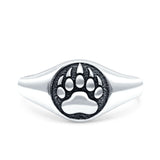 Bear Paw Oxidized Band Solid 925 Sterling Silver Thumb Ring (9.6mm)