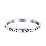 Arrows Ring Oxidized Band Solid 925 Sterling Silver Thumb Ring (2mm)